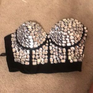 Rhinestone crop top rave bra